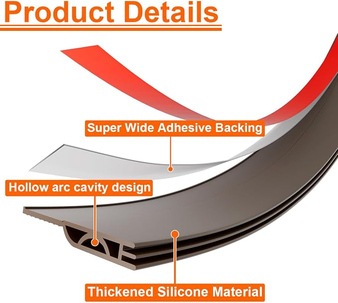 Door Draft Stopper, Door Sweep for Bottom of Door, Weather Stripping Door Seal - Image 3