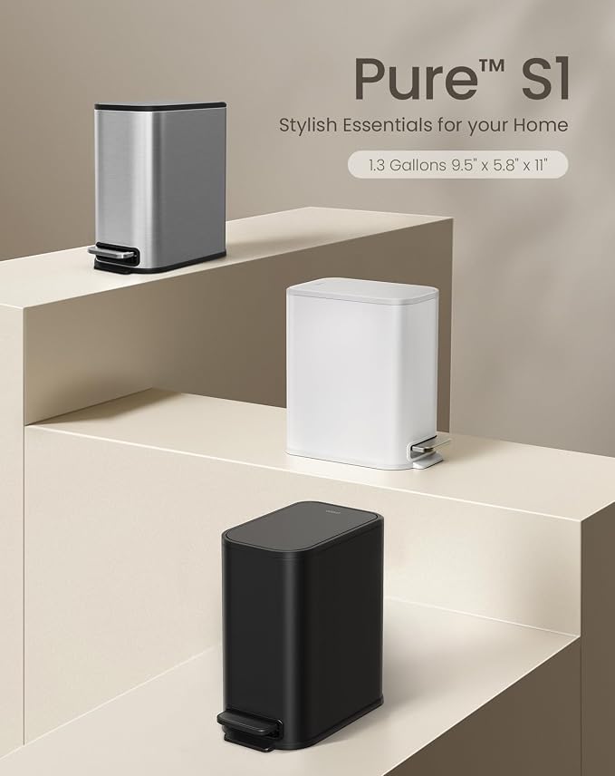 Cesun Small Black Bathroom Trash Can - Image 7