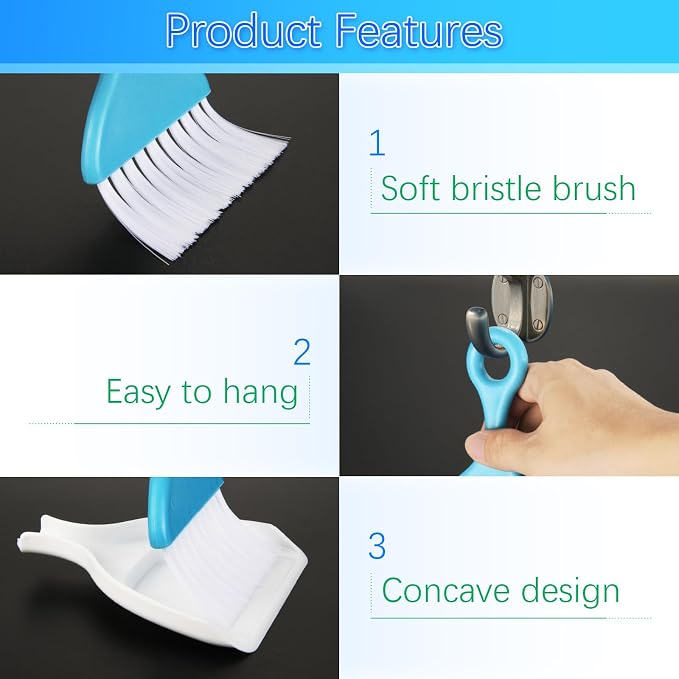 3 Pcs Mini Dustpan and Brush Set, Small Hand Broom and Dust Pan Set, Portable - Image 3
