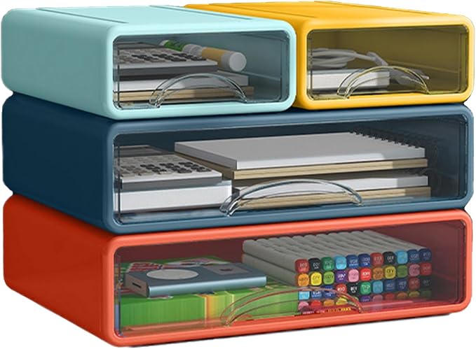 Desk Organizer with Drawers, Stackable Storage Drawers with Compartments by ZZFENGKR