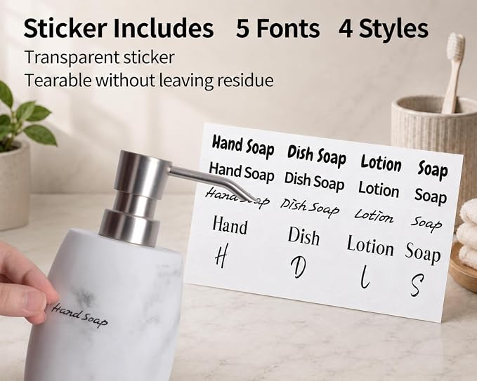 Clasin Home Resin Soap Dispenser Set 2, Refillable Hand Soap Dispenser - Image 4