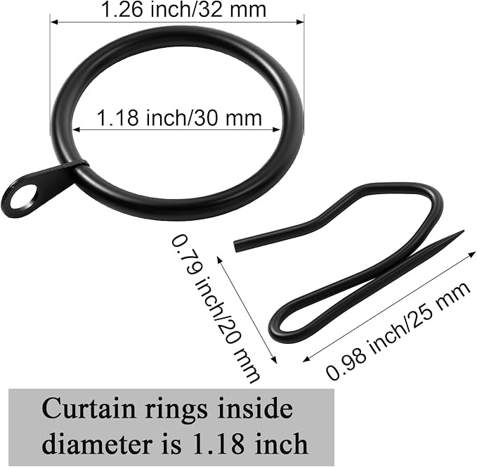 Qunclay 100 Set 1.26 Inch Metal Curtain Rings - Image 2