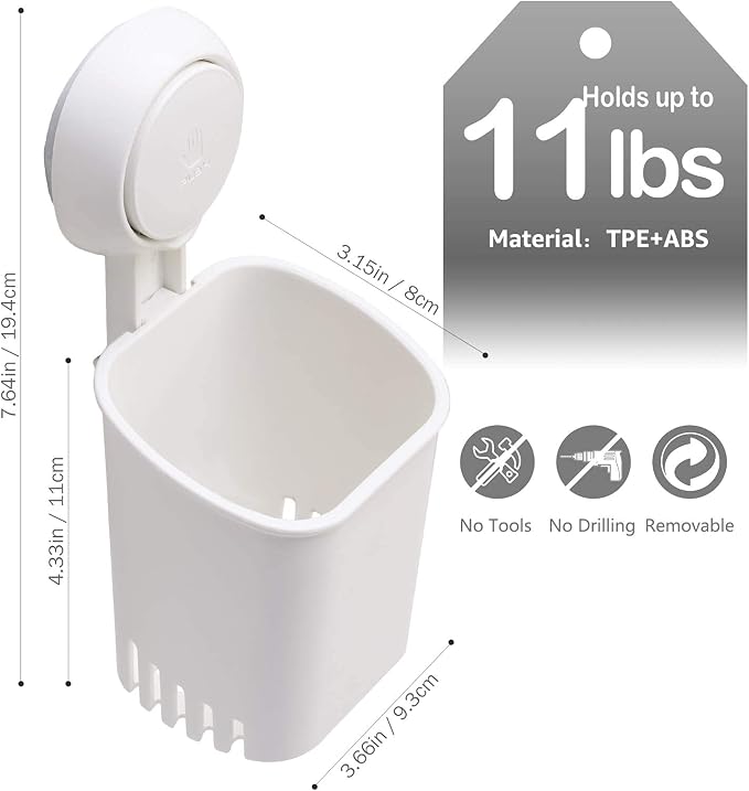 Powerful Suction Cup Toothbrush Holder, Drill-Free Wall Shower Holder - Image 3