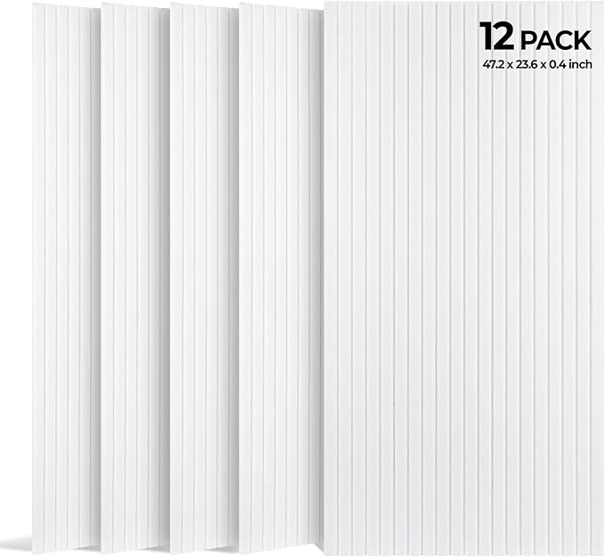SODOCT 12 Pack Large Acoustic Panels, 47.2" X 23.6" X 0.4" Sound Proof Panels for Walls, High Density Sound Absorbing Panels for Home Studio & Office, White