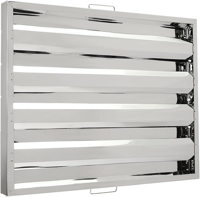 Range Hood Filter, 6Pcs Stainless Steel Exhaust Range Hood Filter, 19.5"W x 24.5"H Commercial 4 Grooves Stove Hood Vent Filter Replacement for Home Kitchen Restaurants Silver