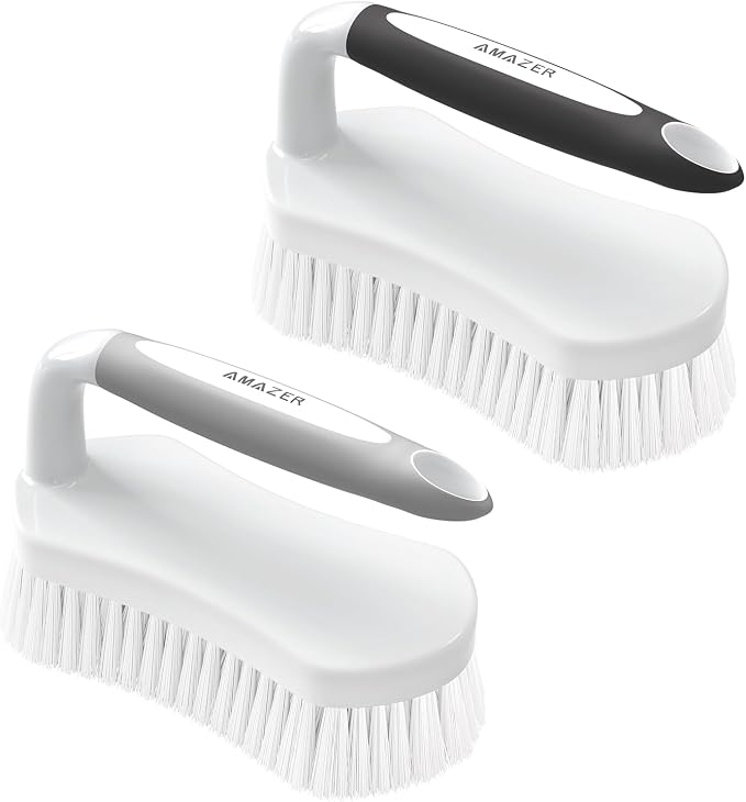 Scrub Brush for Cleaning Comfort Grip Bathtub Scrubber Stiff Bristles by Amazer