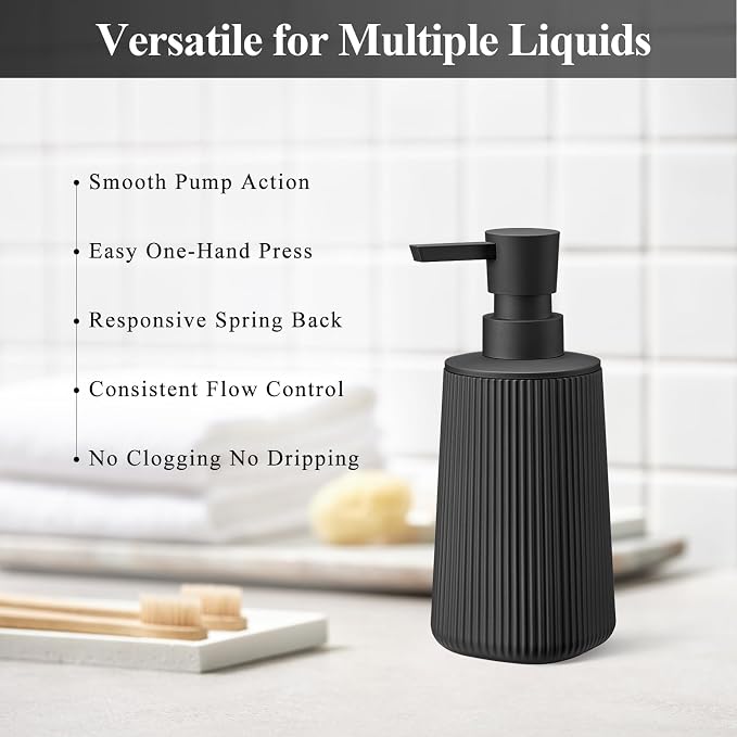 Black Hand Soap Dispenser for Bathroom and Kitchen | No Rust Pump Refillable - Image 4