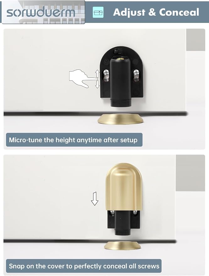 2 Pack Gold Door Stopper Magnetic Door Cathc Brushed Gold Floor Mounted Door - Image 6