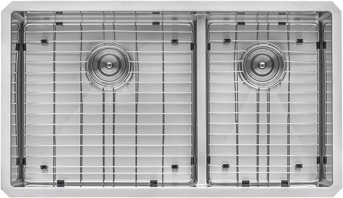 Ruvati 36-inch Low-Divide Undermount kitchen Sink - 60/40 Double Bowl kitchen Sink - 16 Gauge Stainless Steel Kitchen Sink with Brushed Finish, Easy-to-Clean, Undermount Sink - RVH7417