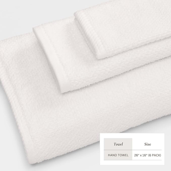 Great Bay Home 100% Cotton 6 Pack 26x16 Hand Towel Set - Image 4