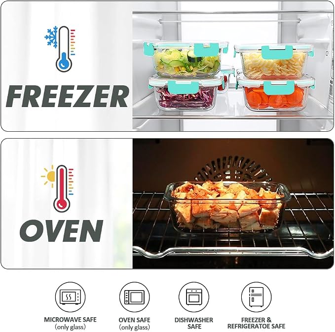 VERONES 12 Packs Glass Food Storage Containers Set - Image 4