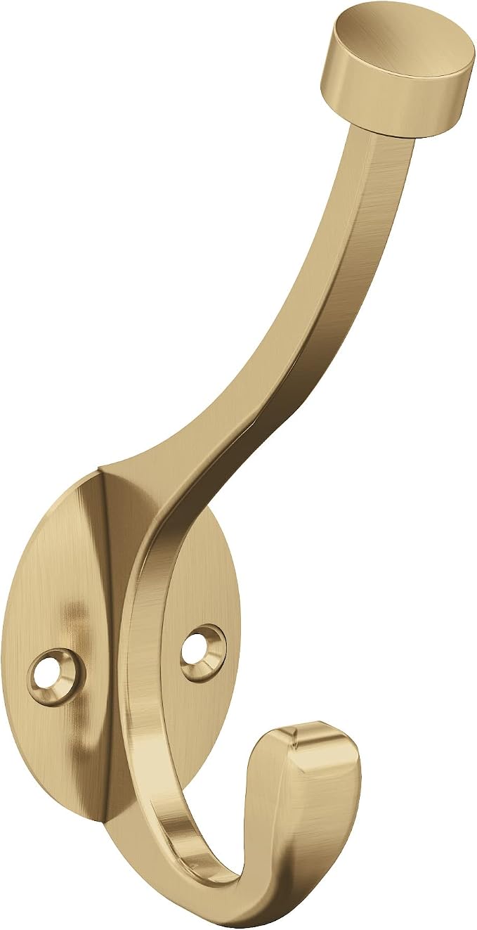 Amerock Adare Double Prong Champagne Bronze Wall-Mounted Hook | Decorative wall by Amerock