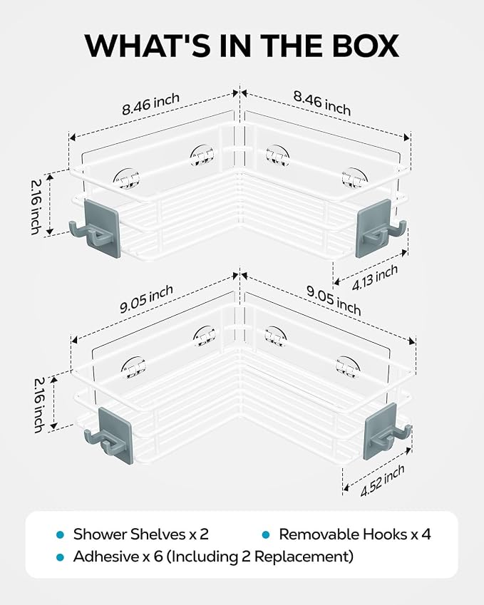 Nieifi Corner Shower Shelves, Adhesive Shower Caddy, Bathroom Organization - Image 7