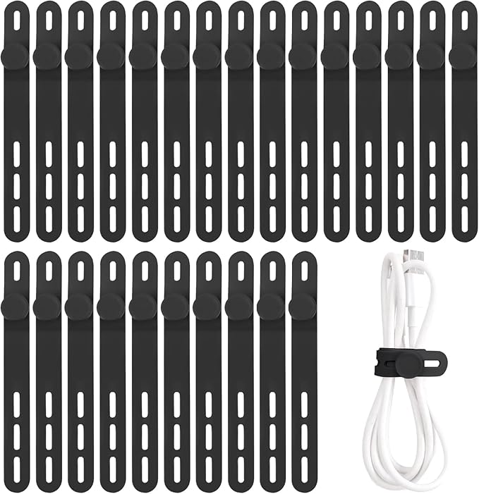 Oligei 25 Pcs Silicone Cable Ties, Cable Ties Reusable, High Elasticity Cord by Oligei