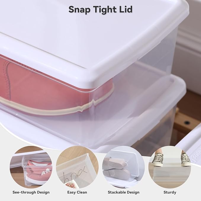 novelinks 12 Pack 6 Quart Clear Plastic Shoe Storage Bins - Image 3