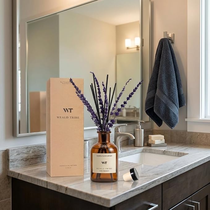 Reed Diffuser Set for Bathroom Air Fresheners Decor | Pure Lavender Scent Oil - Image 2