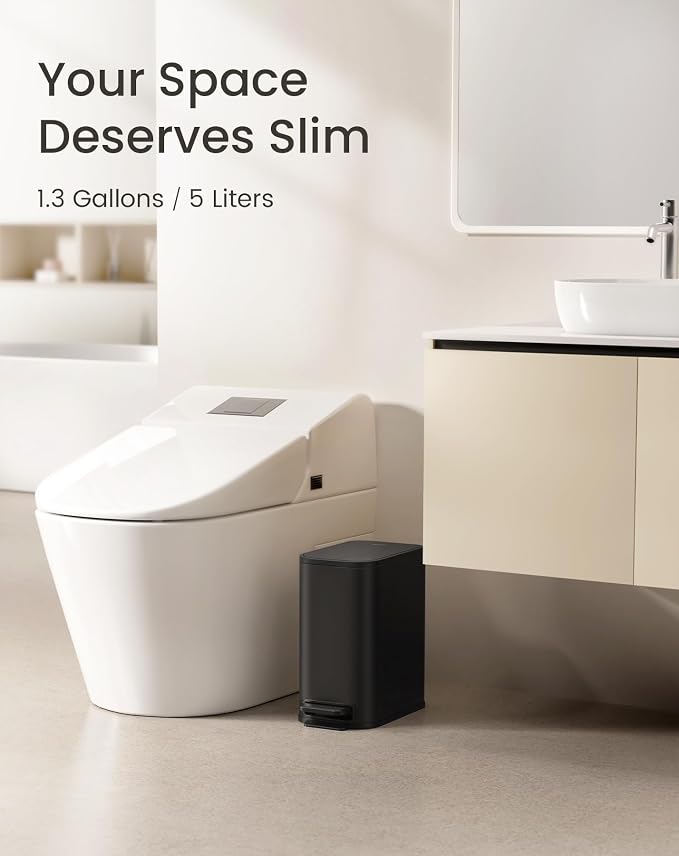 Cesun Small Black Bathroom Trash Can - Image 2