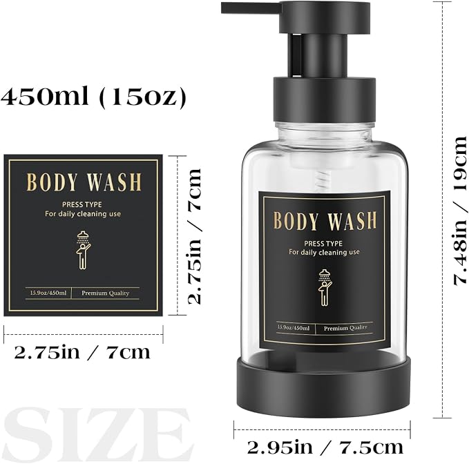 Luxspire Glass Foaming Soap Dispenser 15oz Hand Soap Bottle, 2 Pack | Anti-drip - Image 8