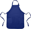 DALIX Apron Commercial Restaurant Home Bib Spun Poly Cotton Kitchen Aprons (2 Pockets) in Navy Blue
