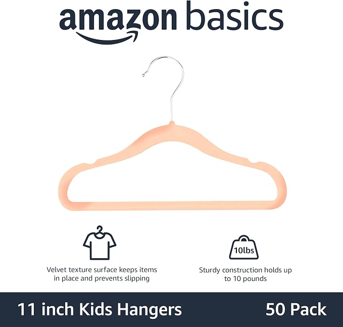 Amazon Basics Kids Space Saving Velvet Non-Slip Clothes Hangers - Image 2