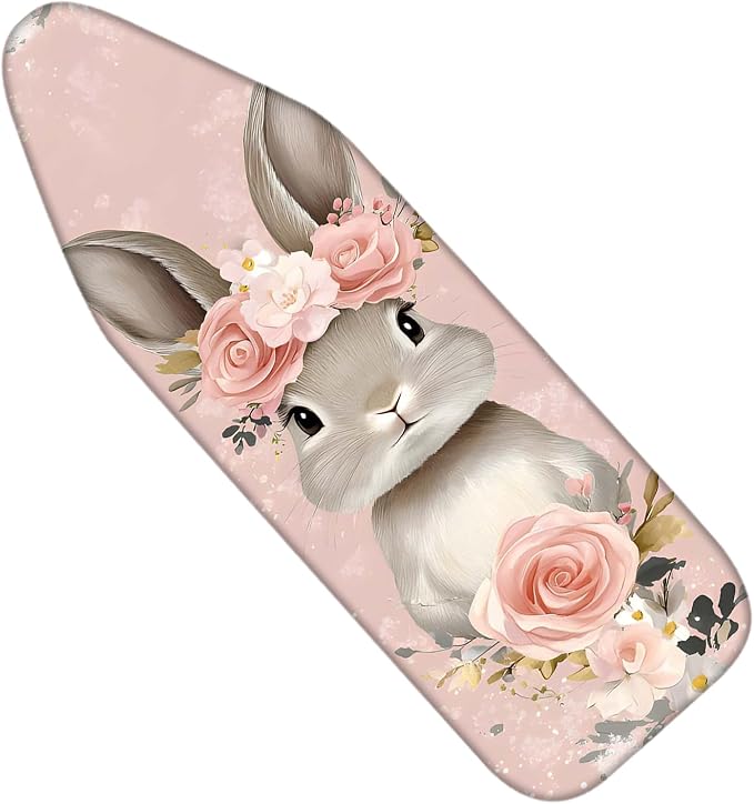 Nuxovilar Floral Bunny Cotton Ironing Board Cover 15x54 Fabric by Nuxovilar