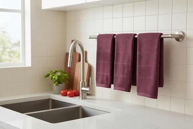 Burgundy Red Wine Kitchen Dish Towels, 100% Cotton - Image 6