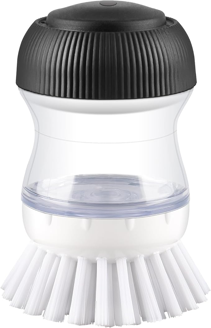 OYV Soap Dispensing Palm Brush, Non-Scratch Nylon Bristles, by OYV