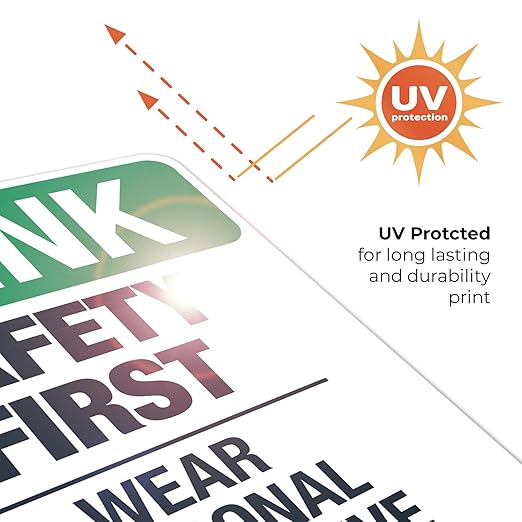Think Safety First Wear Personal Protective Equipment Sign, 24x30 Inches, Rust Free .063 Aluminum, Fade Resistant, Made in USA