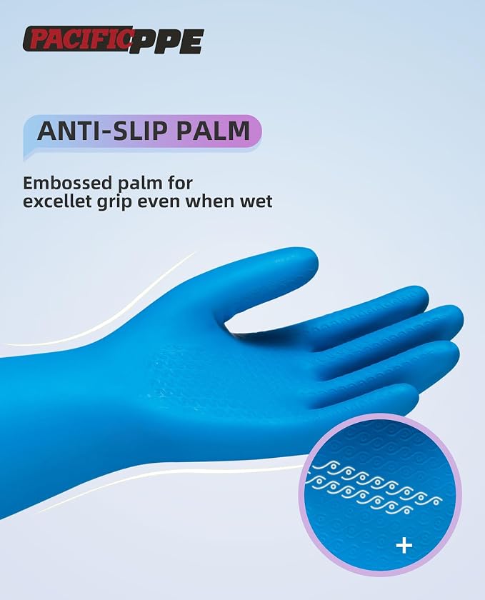 PACIFIC PPE 2 Pairs Cleaning Gloves, Cotton Liner, Small | Waterproof - Image 3