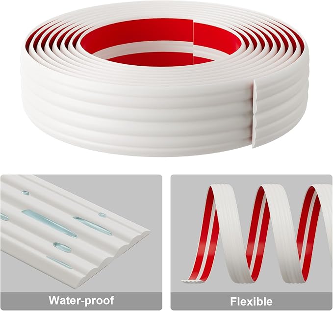 Wall Corner Protector & Edge Guard, Peel and Stick Wall Trim Moulding Inside & Outside Corner Molding Trim Caulk Strip, Self Adhesive Trim for Wall Edge,Ceiling, Countertop, 1.6” W x10’ L，White