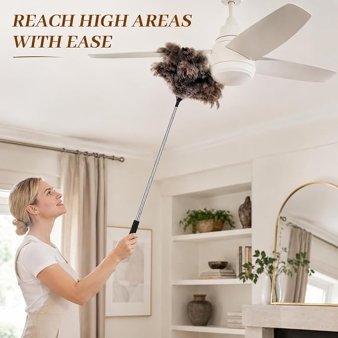 Extendable Ostrich Feather Duster 17–40 Inch, Fluffy Long Handle Reusable - Image 6