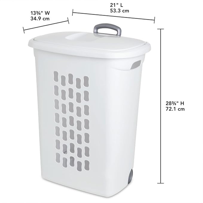 Sterilite Ultra Wheeled Hamper, Laundry Basket w/Flip-Top Lid - Image 3