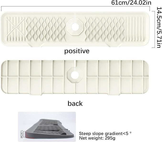 24 Inch Faucet Mat for Kitchen Sink Silicone Sink Splash Guard 5° Slope Faucet - Image 6