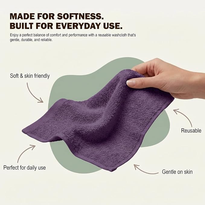 Utopia Towels 24 Pack Washcloths, 12x12 in, 100% Cotton, Plum | Premium 100% - Image 4