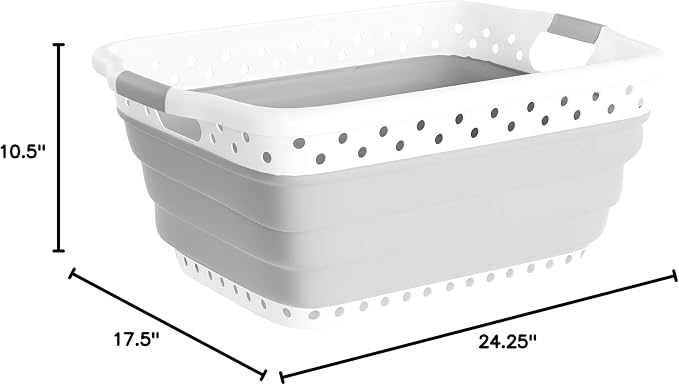 Lavish Home Collapsible Plastic Laundry Basket, 24.25”x17.5”x10.5” | - Image 8