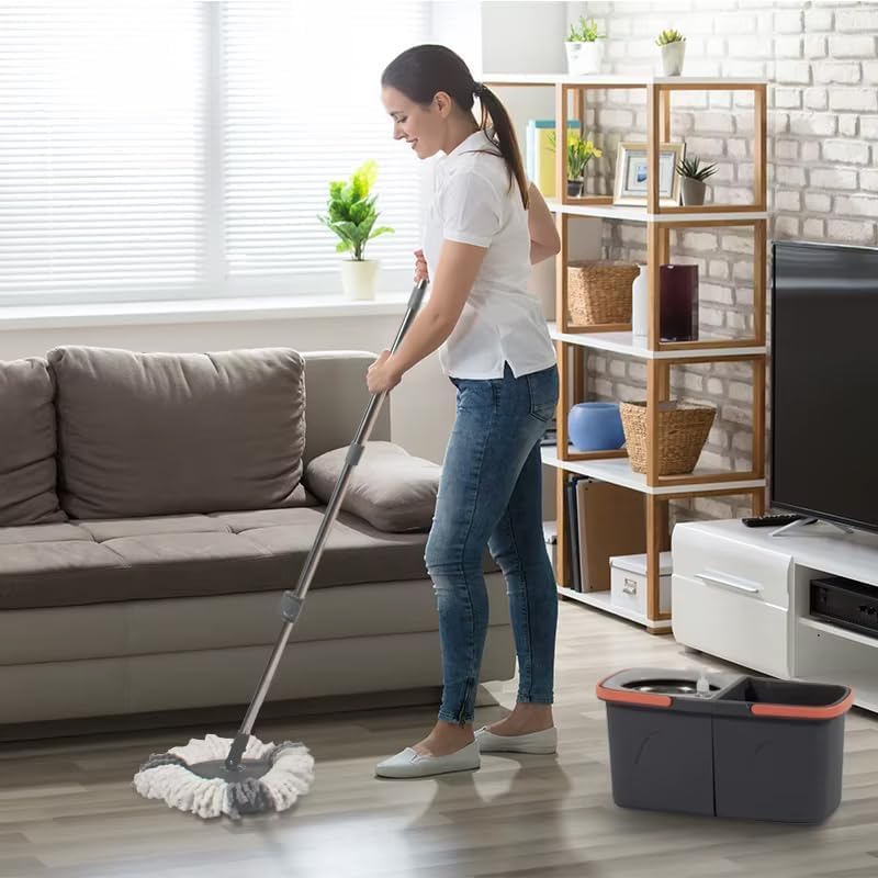360° Rotating Spin Mop and Foldable Bucket Set, Dual Clean & Dirty Water System - Image 4