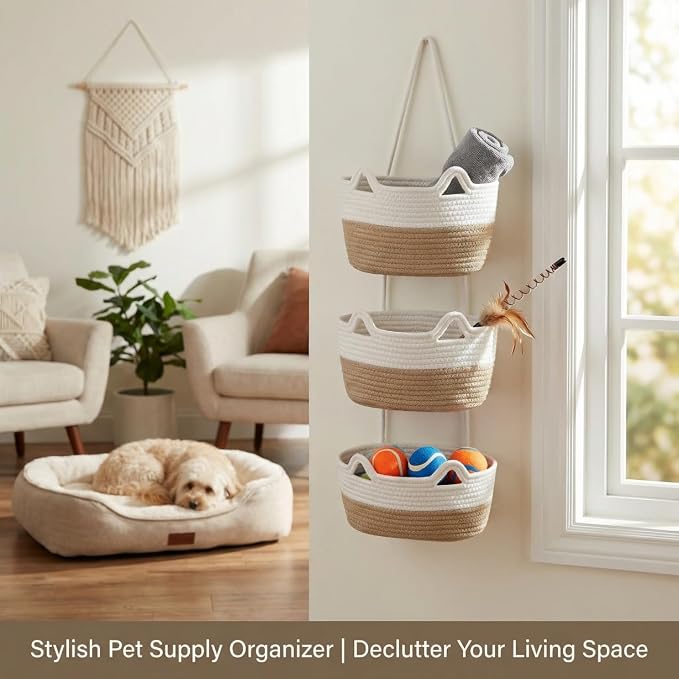 Hanging Basket, Woven 3 Tier Over Door Basket - Image 2