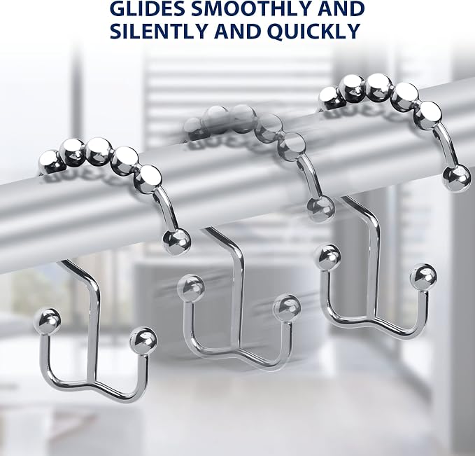 Gidse Shower Curtain Hooks, Sturdy Stainless Steel Double Sided Shower Hooks - Image 5