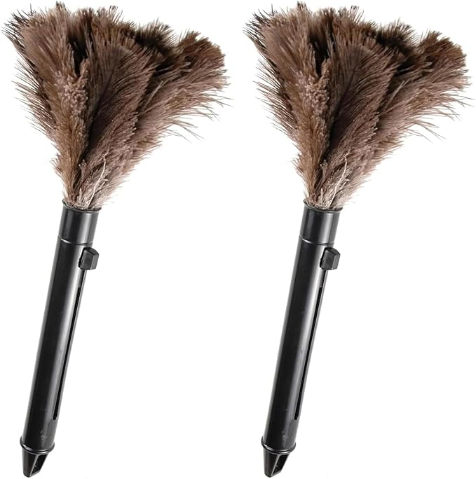 Retractable Feather Duster-Genuine Ostrich Feathers, Anti-Static, Reusable by FeelFunFeather