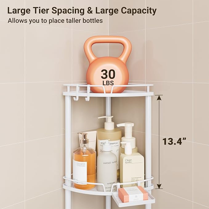 ELYKEN Corner Shower Caddy Standing, 4 Tier Metal Shower Organizer - Image 6