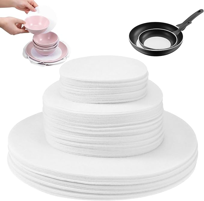 Plate China Storage Dividers 96 Pcs Felt Plate China Storage Containers Dividers Protectors Thick and Soft Dish Storage, Round Plate Separators Pads for Packing Stacking Cookware(3 Size)