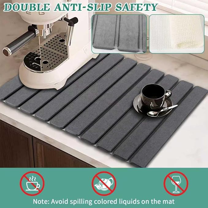 Stone Dish Drying Mat for Kitchen Counter, 24 x 16 Inch | Absorbent - Image 3