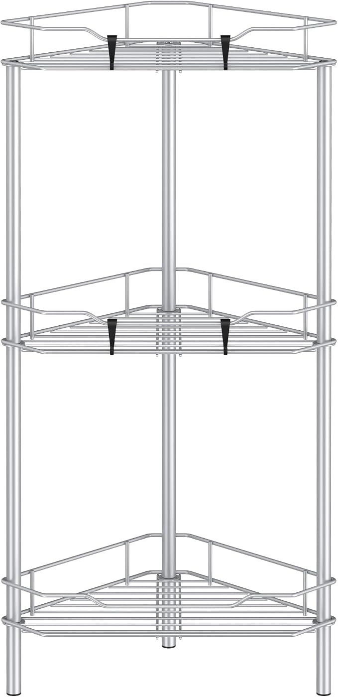 HuggieGems Metal Floor Standing Corner Shower Caddy, 3 Tier by HuggieGems