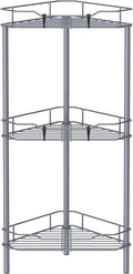 HuggieGems Metal Floor Standing Corner Shower Caddy, Dark Gray, 3 Tier by HuggieGems