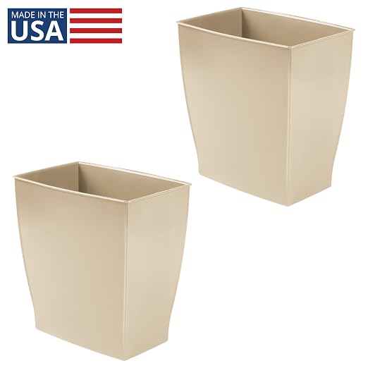 iDesign Small Plastic Bathroom Trash Can, Slim Rectangle - Image 2