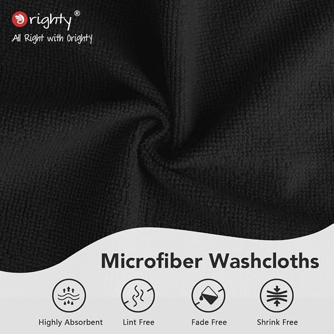 Orighty Washcloths Bulk, 200 Pack Microfiber Face Towels, 12x12 Inch Black - Image 5