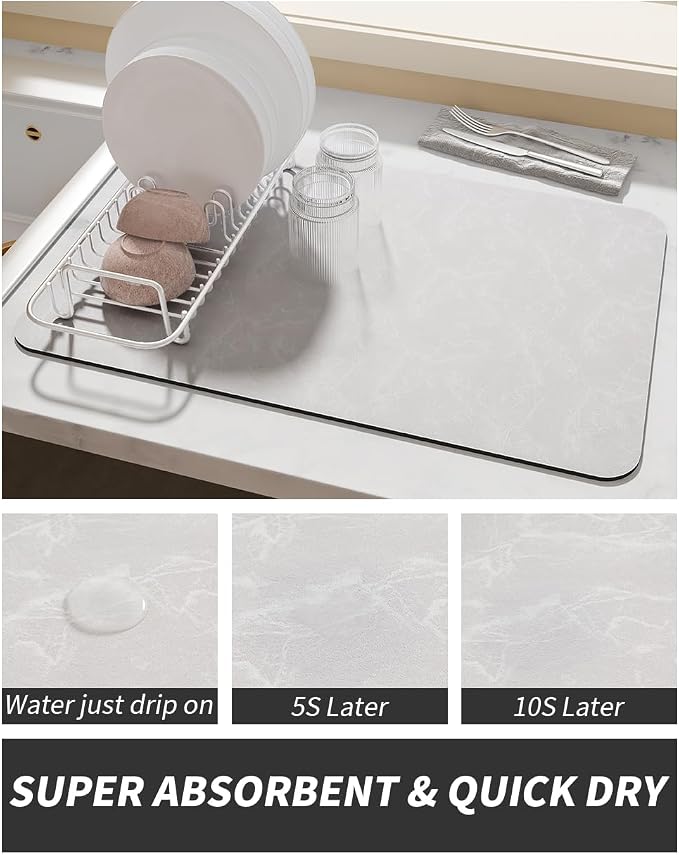 AMOAMI-Coffee Mat Hide Stain Rubber Backed Absorbent Dish Drying Mat - Image 3