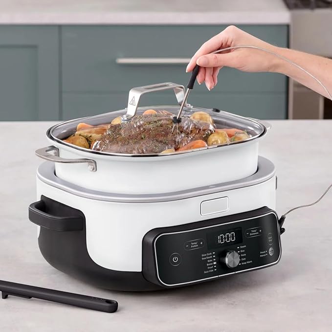Ninja PRO Plus with 11-in-1 Smart Cook SystemPRO MC1000 8.5Qt Multicooker, Cooker,Warmer, Glass Lid, Integrated Spoon, Nonstick (WHITE)