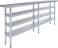 14 in. x 96 in. Stainless Steel Work Table with Three Bottom Shelves | NSF Kitchen Prep Table | Utitly Metal Table