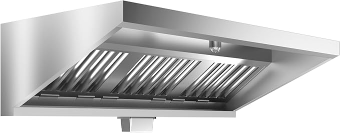 Commercial Exhaust Hood 6 FT Stainless Steel Concession Trailer Hood with 3 Removable Hood Filters(No Motor), Grease Cup and Hood Light, Rust Resistant Vent Hood for Commercial Kitchen, NSF Listed